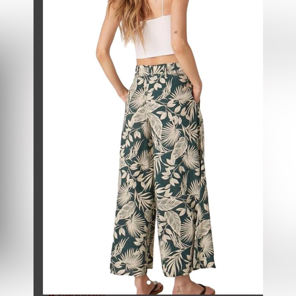 Patrons of Peace leaf print wide leg palazzo pants - Picture 2 of 9